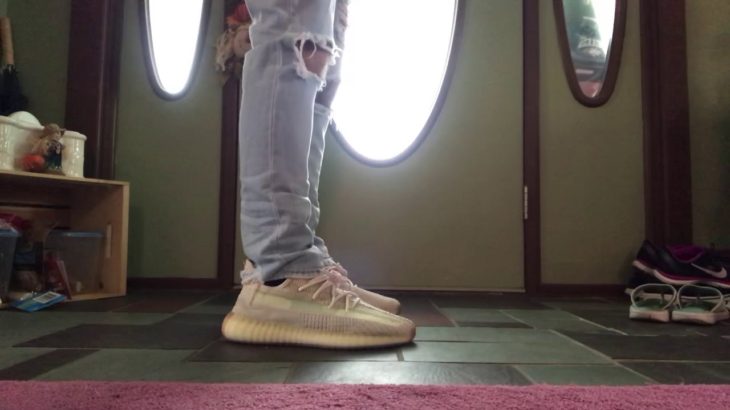 Quick look at the Yeezy 350v2 “Citrin” on feet
