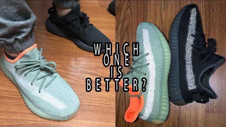Adidas YEEZY BOOST 350 V2 DESERT SAGE REFLECTIVE VS CINDER REVIEW AND ON FEET
