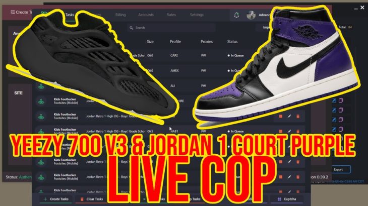 LIVE COP – Yeezy 700 V3 Alvah and Jordan 1 Court Purple