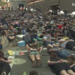 Protesters in North Carolina lie face down in the street