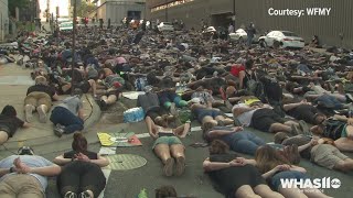 Protesters in North Carolina lie face down in the street