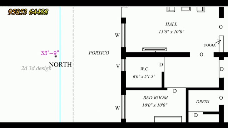 36 x 36 North Face house plan as per vasthu