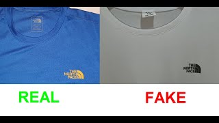 Real vs Fake North Face T shirt. How to spot counterfeit Northface tees.