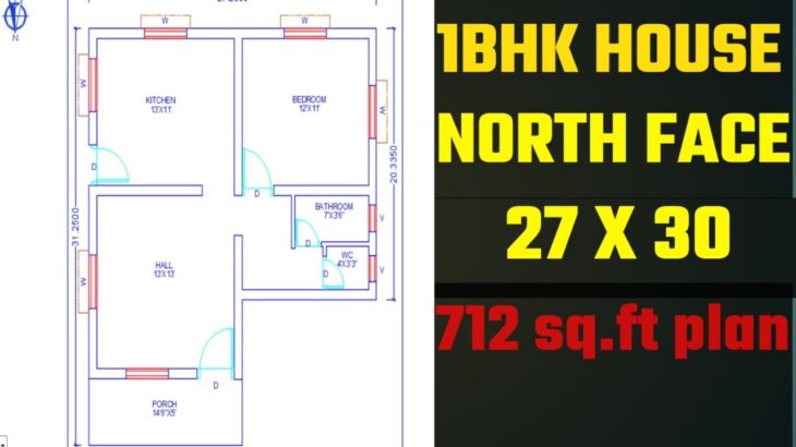 house plan 27 X 30 1 BHK NORTH FACE