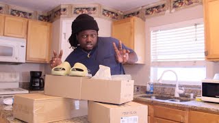 YEEZY SLIDES “RESIN & DESERT SAND” FROM TDSNEAKERS UNBOXING/REVIEW