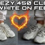Adidas Yeezy 450 cloud white sneaker on feet Look 100x hotter 🔥🔥🔥