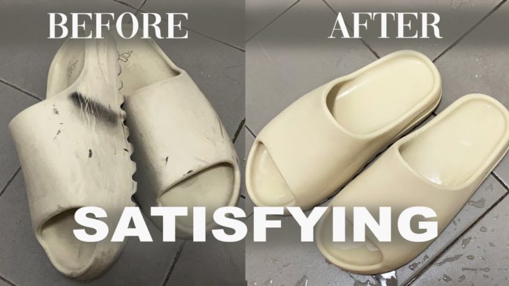 CLEANING MY DIRTIEST YEEZY SLIDES AFTER 2 YEARS! INSANE RESTORATION! USED TOOTHPASTE ONLY!