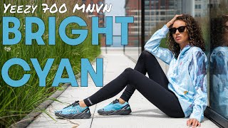 YEEZY 700 MNVN BRIGHT CYAN ON FOOT REVIEW and STYLING HAUL: Ocean Vibes!