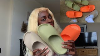 YEEZY SLIDES  “Pure” & “Resin” & “Enflame Orange” Review + On Foot