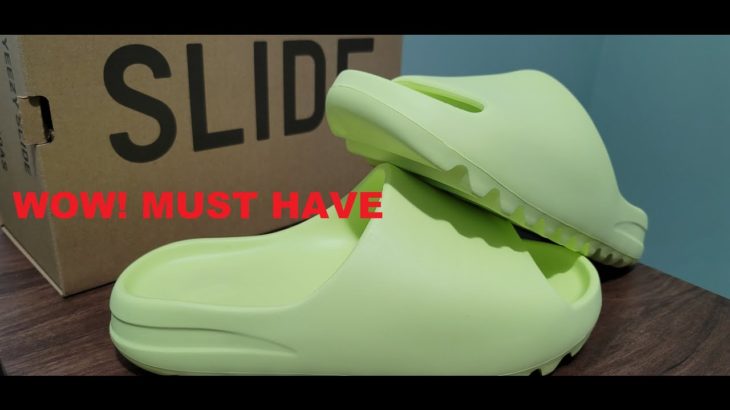 YEEZY SLIDE GREEN GLOW (BRAND NEW) FULL REVIEW WITH SIZING (UHD)