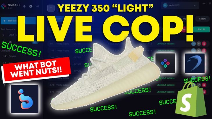Yeezy 350 Light LIVE COP! WhatBot, Sole AIO, Dashe | Sneaker Bot Live Cop