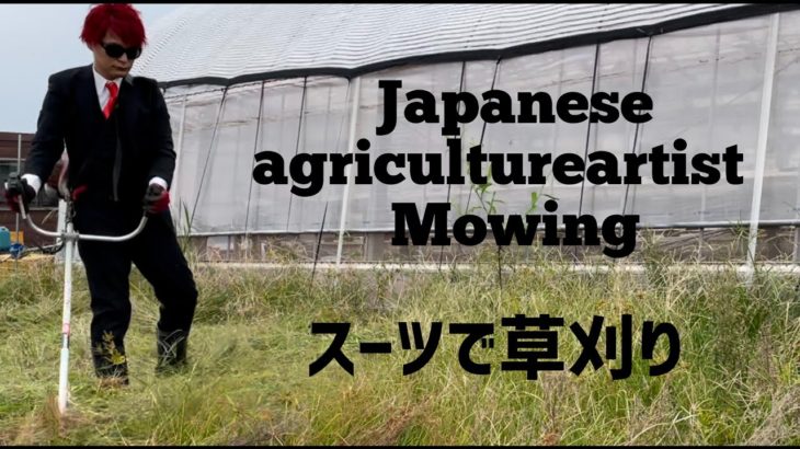 Japaneseagricultureartist part2　Mowing　スーツで草刈り