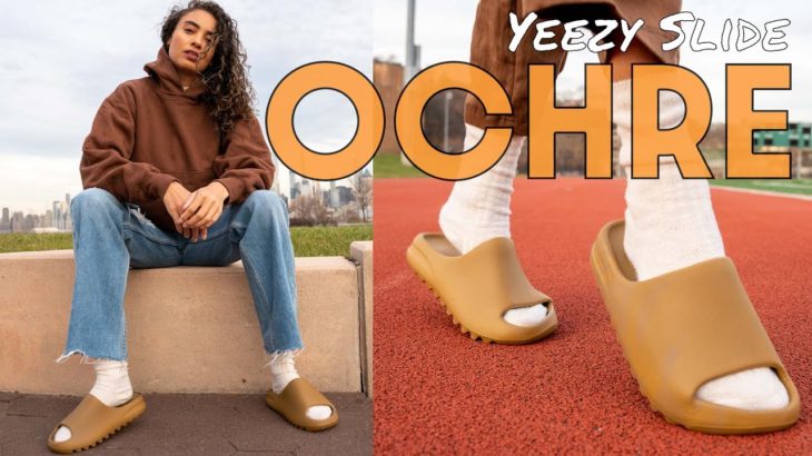 WHAT ARE THESE?  YEEZY SLIDE OCHRE ON FOOT REVIEW and HOW TO STYLE with YEEZY GAP HOODIE