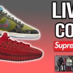 Live Cop : Yeezy 350 Compact ‘Slate Red’ Supreme BOX Logos & Kaws x TNF POTENTAL SNKRS RESTOCK