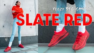 THIS RED YEEZY IS A KEEPER!  Yeezy 350 CMPCT Slate Red On Foot Review and How to Style