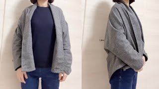 手作り服簡単ウールジャケット作り方 DIY Jacket cardigan sewing tutorial