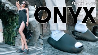 THE COLOR WE’VE BEEN WAITING FOR!  Yeezy Slide Onyx Review and How to Style