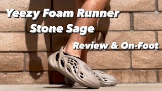 YEEZY FOAM RUNNER STONE SAGE REVIEW + ON FOOT!!