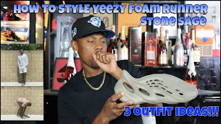 How to Style Yeezy Foam Runner Stone Sage With 3 Outfit Ideas + H&M $40 Outfit Pickup