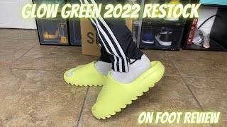 Adidas Yeezy Slide Glow Green (2022 Restock Pair) Review + On Foot Review & Sizing Tips
