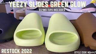 Adidas Yeezy Slide Green Glow (2022 Restock Pair) On Feet Review And Sizing Tips