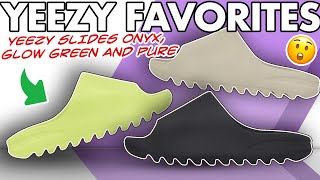 Yeezy Favorites are Back! Yeezy Slides Onyx, Glow Green and Pure Restock Sizing Preview 2022 #shorts