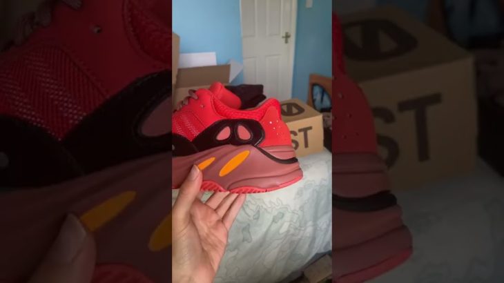 Yeezy 700 hi res red on foot #shorts