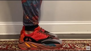 adidas Yeezy Boost 700 Hi-Res Red Shoe on feet review Review