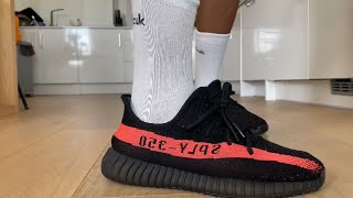 Adidas Yeezy 350 v2 Core Black Red  Review and on foot look! (Yeezy Day recap)