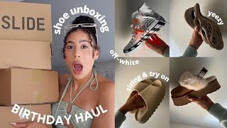 what i bought myself for my b-day | YEEZY, OFF-WHITE x CHUCK TAYLOR, UGG | SHOE TRY ON FEET + REVIEW