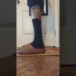 Yeezy Slide Flax brown on feet