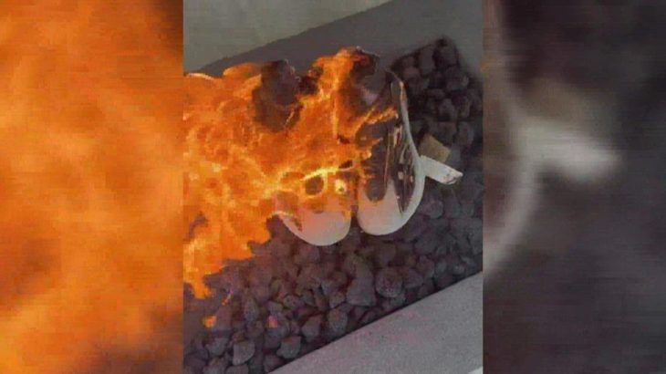 Florida man burning his Yeezy’s after Kanye West comments