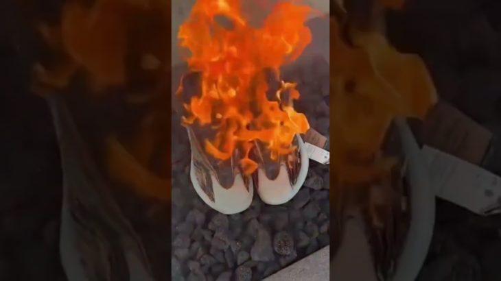 MAN BURNS HIS YEEZY COLLECTION TO PROTEST KANYE WEST #shorts #kanyewest #yeezy