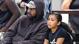 North West Gets Sporty in Chunky Yeezy  with Kanye West at Her Basketball Game