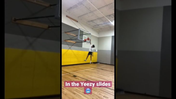 Dunking in Yeezy slides🏀😳 #bb #basketball #basketballedits #tiktok #dunk #dunks #hoops #instagram