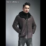Denny&Dora メンズ ダークブラウン フード付きジャケット リアルファー メンズ コート メンズ ムートン コート