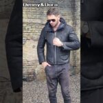 Denny&Dora メンズ シープスキン ムートンジャケット ブラックレザージャケット ショートファーコート フード付き ウィンターコート