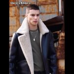 Denny&Dora Men’s B3 Shearling Jacket Men’s Pilot Jacket Black Leather Jacket