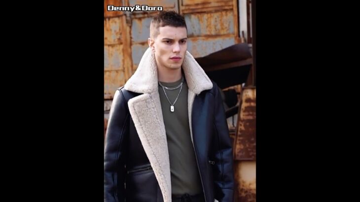 Denny&Dora Men’s B3 Shearling Jacket Men’s Pilot Jacket Black Leather Jacket