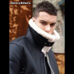 Denny&Dora Men’s Black Shearling Jacket Natural Shearling Leather Coat Winter Warm Coat