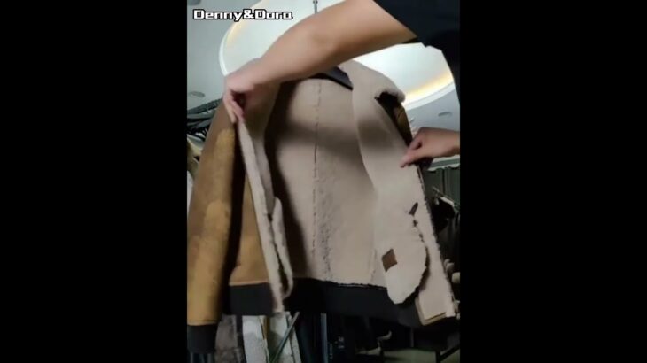 Denny&Dora Men’s Shearling Coat B3 Bomber Jacket Short Fur Coat Brown Jacket Motorcycle Jacket