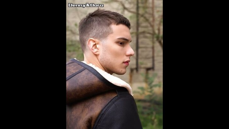 Denny&Dora Men’s Shearling Jacket Mid-Length Hooded Sheepskin Coat For Men Brown Leather Jacket