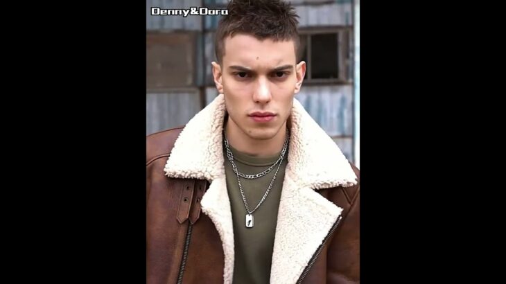 Denny&Dora Men’s Sheepskin Shearling Jacket Warm Winter Leather Jacket Brown Bomber Jacket
