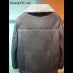 Denny&Dora Men’s Suit Collar Shearling Leather Coat Men’s Shearling Jacket  Casual Leather Coat