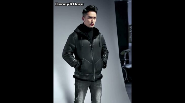 Denny&Dora Men’s Winter Shearling Jacket Men’s Black Shearling Jacket Leather Jacket With Fur Men