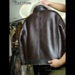 Denny&Dora New Men’s Shearling Jacket Brown Leather Jacket Slim Fur Coat Short Motorcycle Jacket