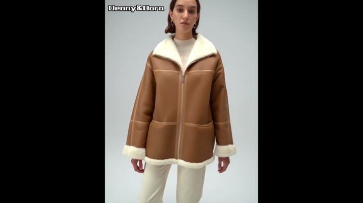 Denny&Dora Women’s Winter Coats Shearling Jacket Casual Coat Women’s Mid-Length Sheepskin Coat