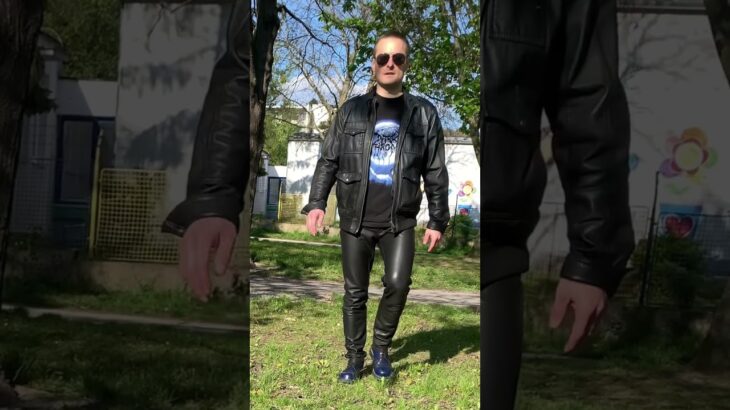 OOTD man in leather jacket, cowhide leather pants / trousers, bikers / metal concert outfit