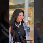 Shruti Haasan spotted in black and denim jacket at the airport #shorts