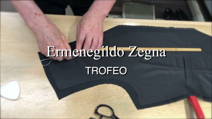 オーダーメイドスーツ(ベスト)のお仕立て。芯据えから毛芯カットの様子です。Zegna TROFEO